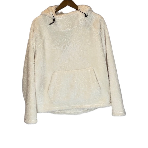 PINK Victoria's Secret Tops - PINK Victoria’s Secret Cream Fleece Hooded Pullover